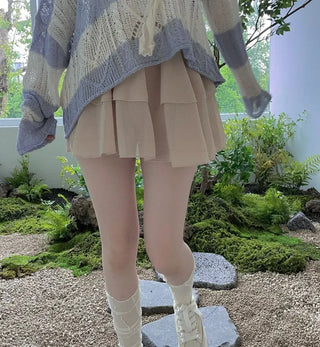 Nana See-through Stripe Loose-fit Lip Neck Knit