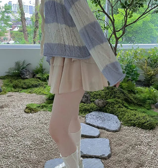 Nana See-through Stripe Loose-fit Lip Neck Knit