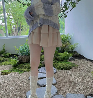 Nana See-through Stripe Loose-fit Lip Neck Knit