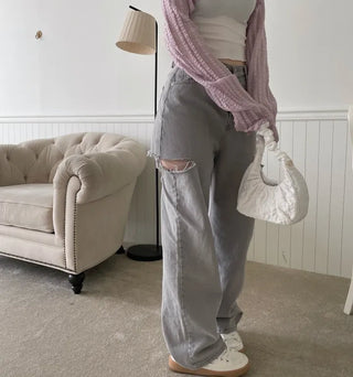 Bella Pearl Layered Wrinkle Loose Bolero Cardigan