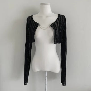 Bella Pearl Layered Wrinkle Loose Bolero Cardigan