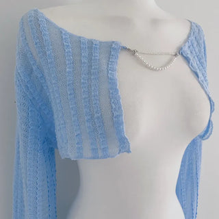 Bella Pearl Layered Wrinkle Loose Bolero Cardigan