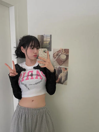 Coz Chain Link Lace Crop Bolero