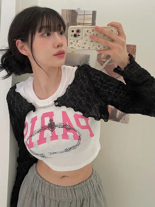 Coz Chain Link Lace Crop Bolero