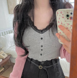 Nipo Lace Wave Button Sleeveless