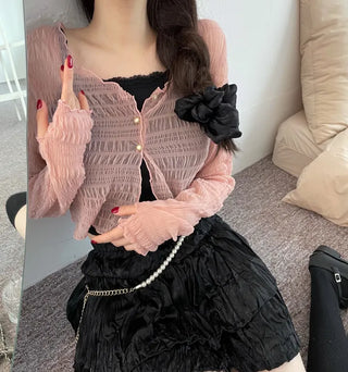 Ruffin Lace See-Through Warmer Cardigan