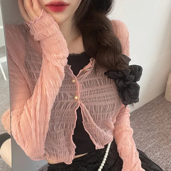 Ruffin Lace See-Through Warmer Cardigan