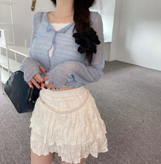 Ruffin Lace See-Through Warmer Cardigan