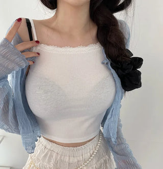 Ruffin Lace See-Through Warmer Cardigan