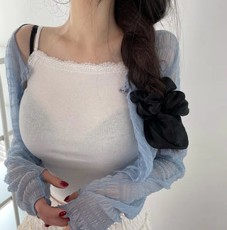 Ruffin Lace See-Through Warmer Cardigan