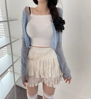 Ruffin Lace See-Through Warmer Cardigan