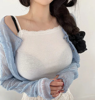 Ruffin Lace See-Through Warmer Cardigan