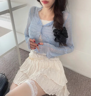 Ruffin Lace See-Through Warmer Cardigan