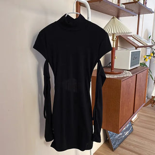 Rona Pola shoulder slit warmer back slit one-piece dress