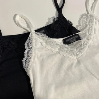 Soft spandex lace layered sleeveless strappy top in