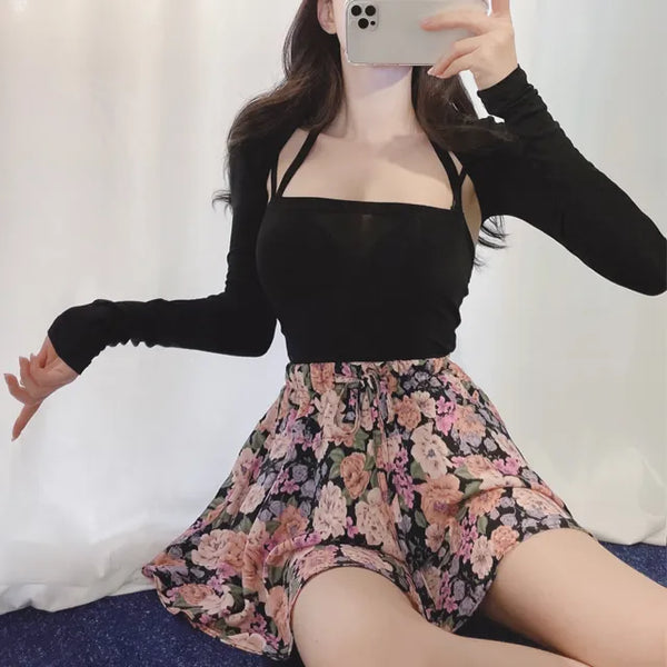 Charming Bolero Cardigan Halter Neck Nashi Set