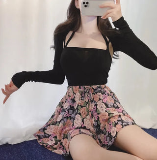 Charming Bolero Cardigan Halter Neck Nashi Set