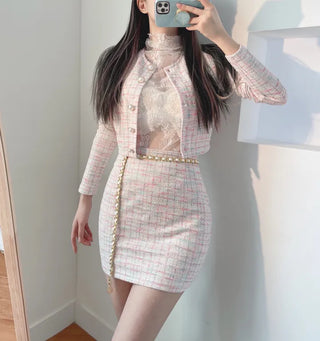 Flower sheer mesh layered wave lace blouse