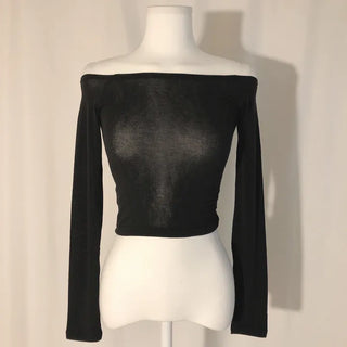 Jane See-Through Spandex Tight Off-Shoulder Lip Neck Two-Way T-Shirt