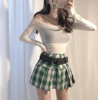 Jane See-Through Spandex Tight Off-Shoulder Lip Neck Two-Way T-Shirt