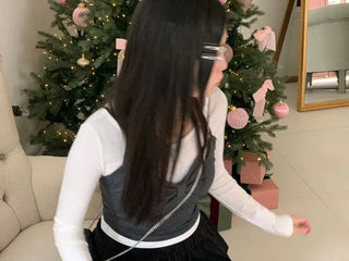 Diver Boat Neck Fleece T-shirt Ribbon Bustier Layered Set