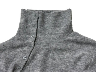 Ible High Neck Polar Diagonal Button Shirring Long Sleeve T-Shirt