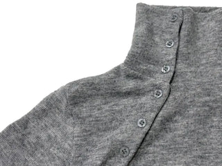 Ible High Neck Polar Diagonal Button Shirring Long Sleeve T-Shirt