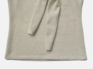 Soft Muse yuri glam fit ribbon tie off-shoulder knit