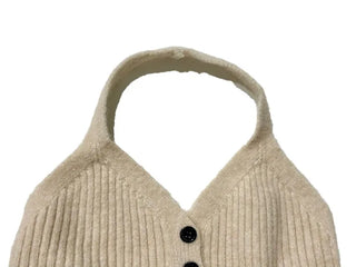 Miora Button Halter Bustier Knit A-Line Loose Fit Cardigan Set