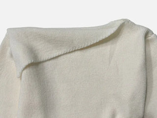 Ayuki's sexy glam fit waist ribbon off-shoulder collar neck ribbed knit