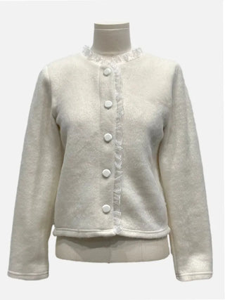 Amber Frill Lace Button Puff Wool Knit Cardigan