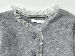 Amber Frill Lace Button Puff Wool Knit Cardigan