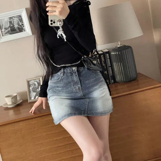 Fleece Ribbon One-Shoulder Shirring String See-Through Knit