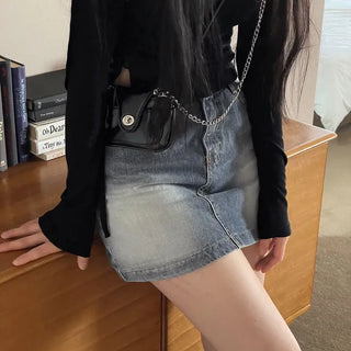Fleece Ribbon One-Shoulder Shirring String See-Through Knit