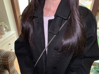 Yukima high neck buckle collar neck two-way belt half coat