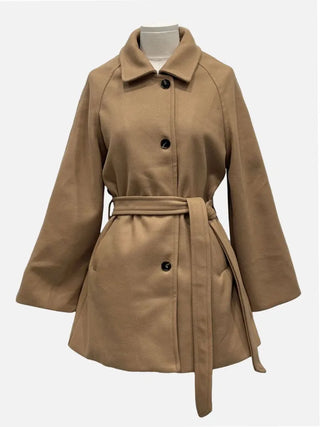 Yukima high neck buckle collar neck two-way belt half coat