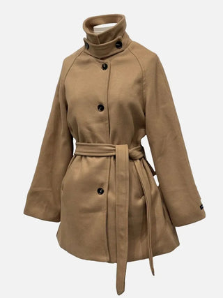 Yukima high neck buckle collar neck two-way belt half coat