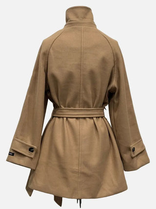 Yukima high neck buckle collar neck two-way belt half coat