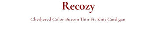 Ricozy check color scheme button loose fit knit cardigan