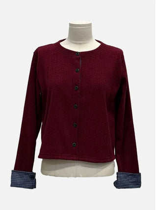 Ricozy check color scheme button loose fit knit cardigan
