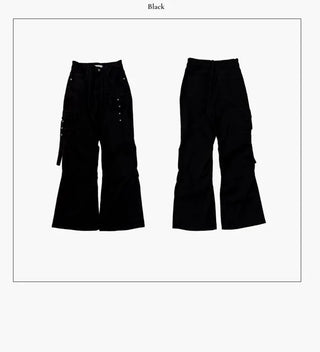 Lift Pocket Strap Bootcut Black Cargo Pants