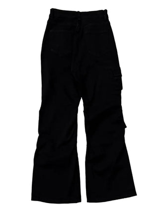 Lift Pocket Strap Bootcut Black Cargo Pants