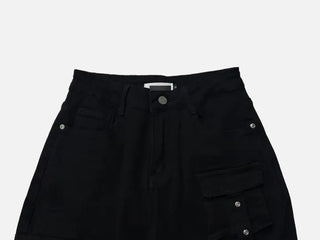 Lift Pocket Strap Bootcut Black Cargo Pants
