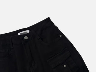Lift Pocket Strap Bootcut Black Cargo Pants