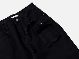 Lift Pocket Strap Bootcut Black Cargo Pants