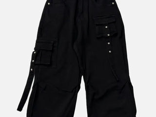 Lift Pocket Strap Bootcut Black Cargo Pants