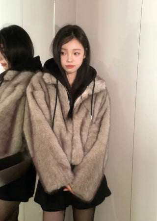 Liden Eco Fur Collar Jacket Coat