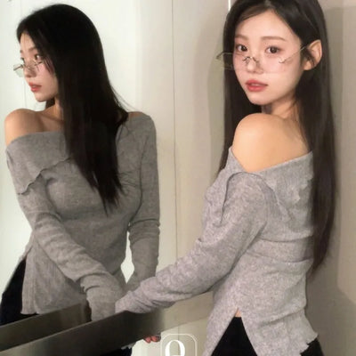 Whistle Off-Shoulder Team Long Sleeve Wave Glam Fit Knit