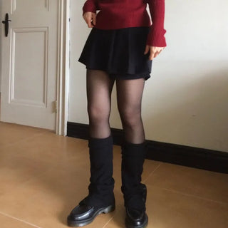 Two-tone ribbon shirring off-square neck ribbed long sleeve knit