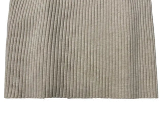 Two-tone ribbon shirring off-square neck ribbed long sleeve knit
